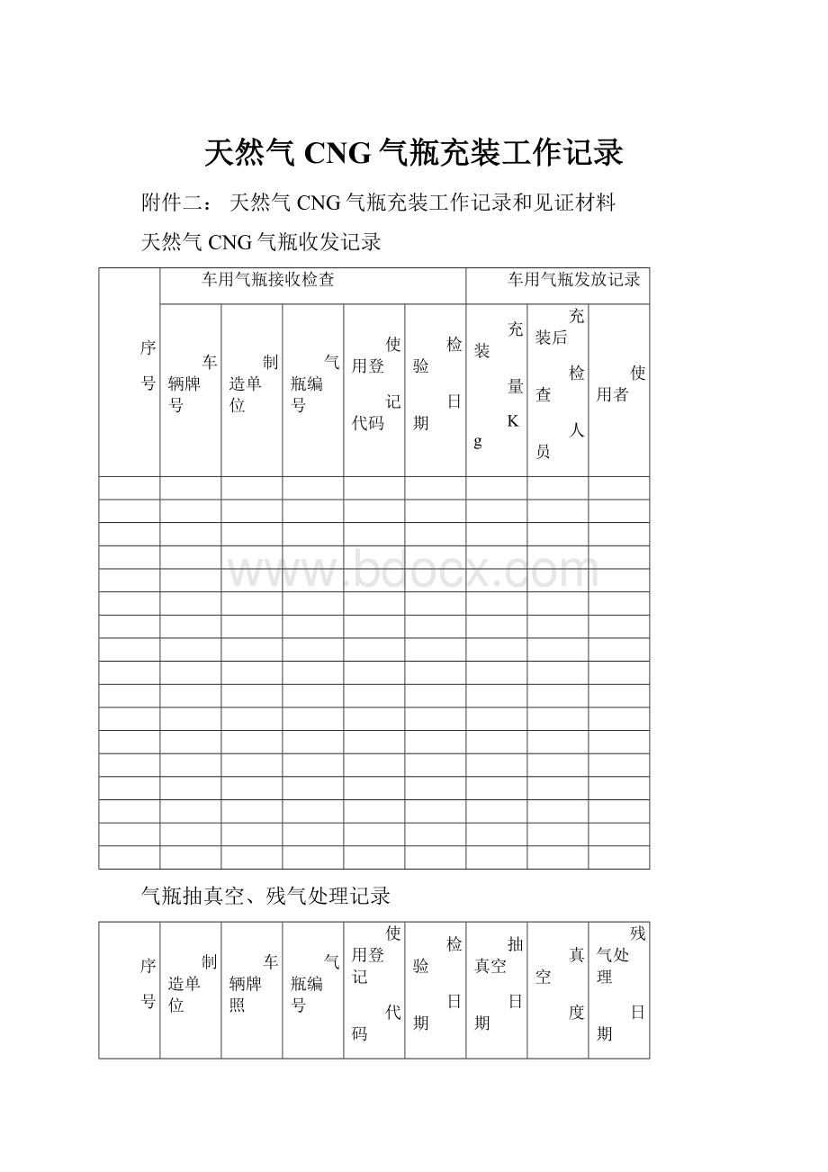 天然气CNG气瓶充装工作记录Word格式文档下载.docx