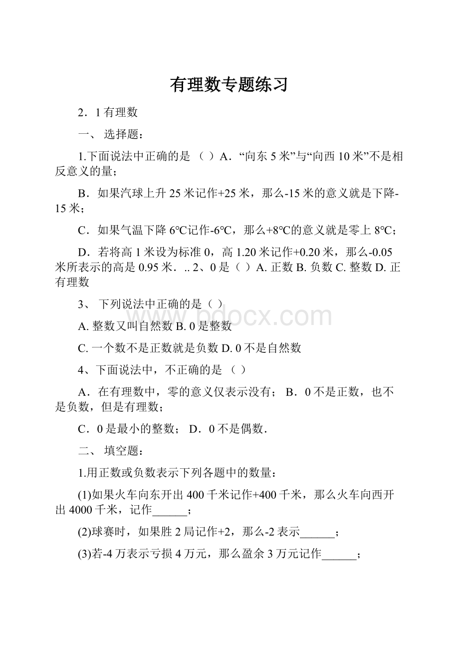 有理数专题练习Word文件下载.docx