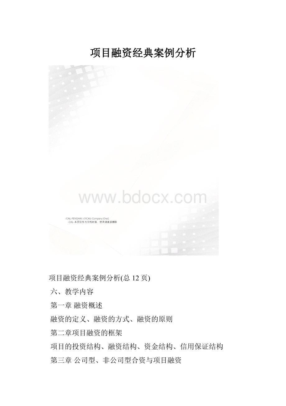 项目融资经典案例分析.docx_第1页