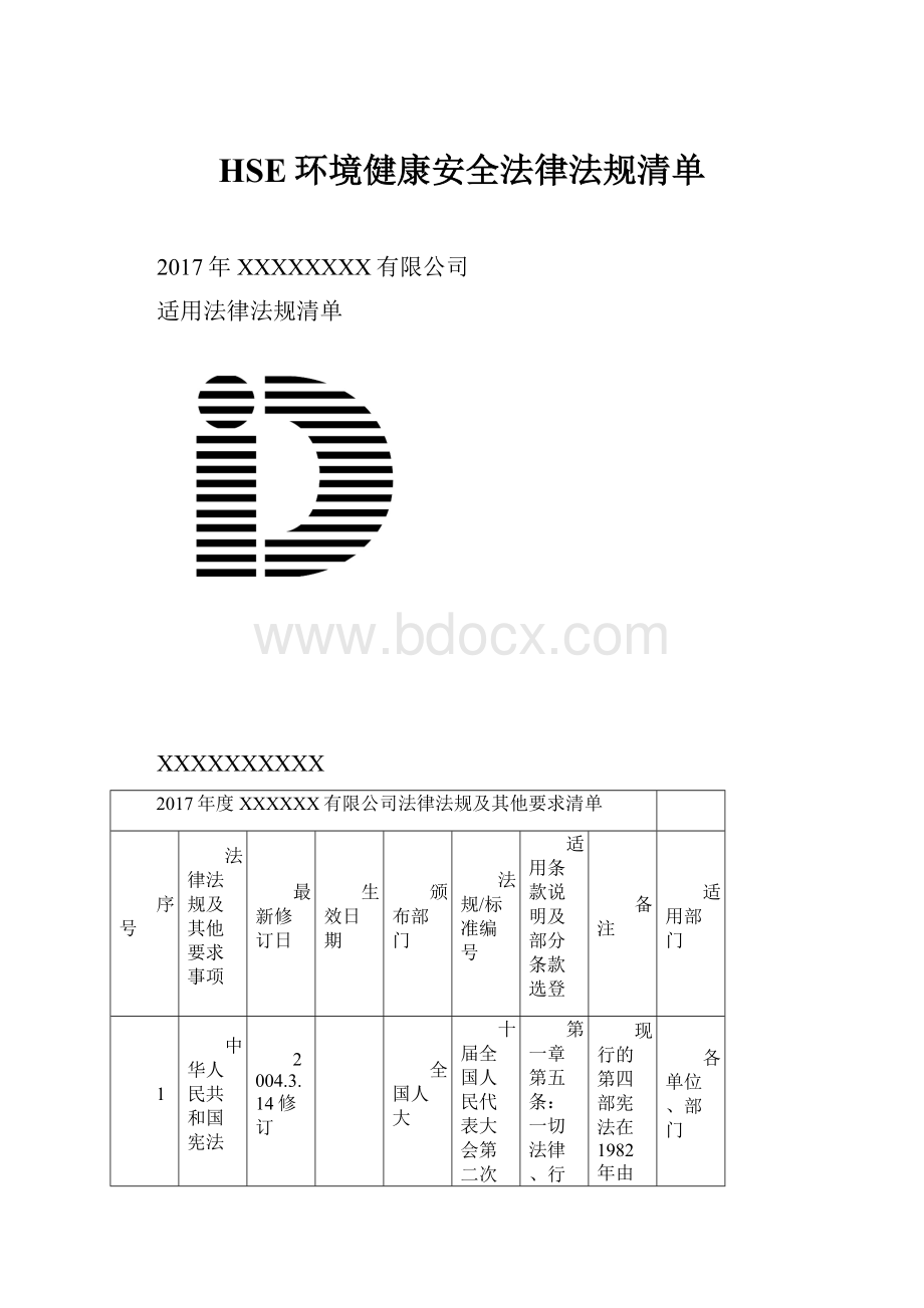 HSE环境健康安全法律法规清单.docx_第1页