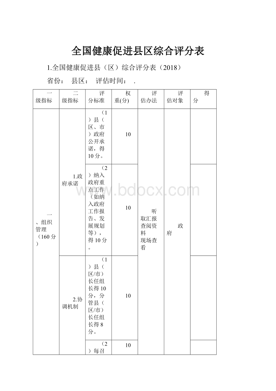 全国健康促进县区综合评分表.docx