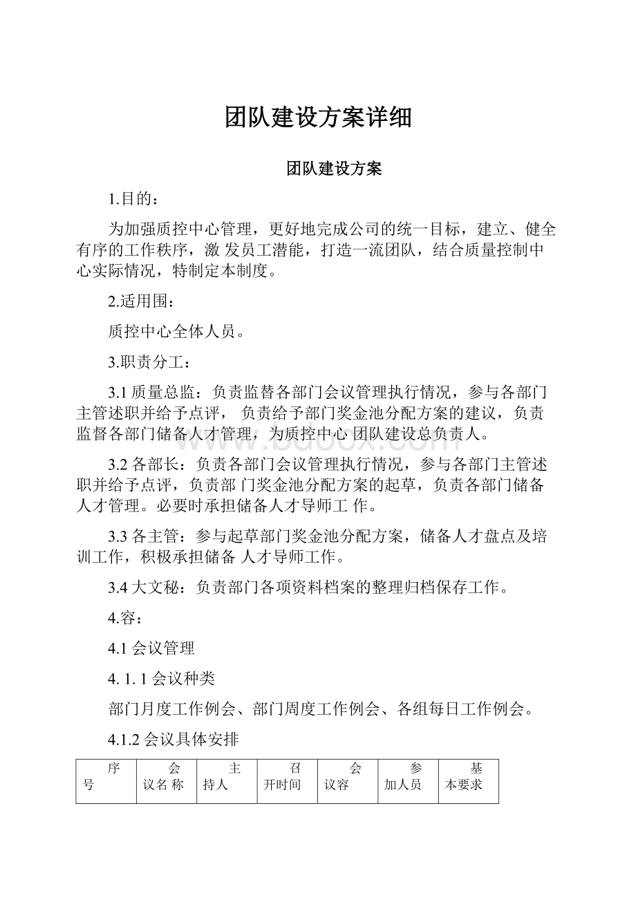 团队建设方案详细Word文档下载推荐.docx