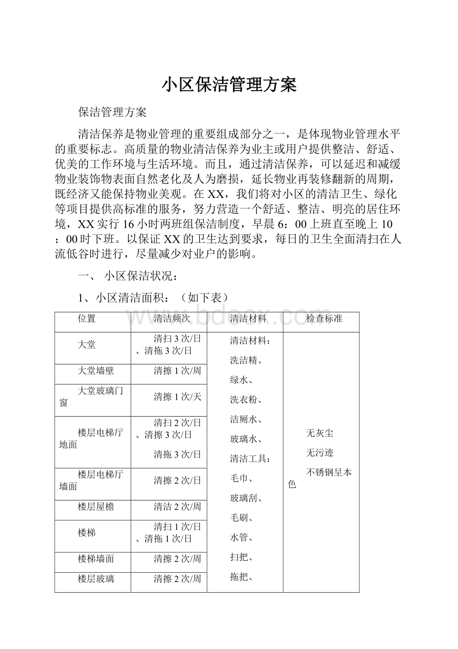 小区保洁管理方案.docx_第1页