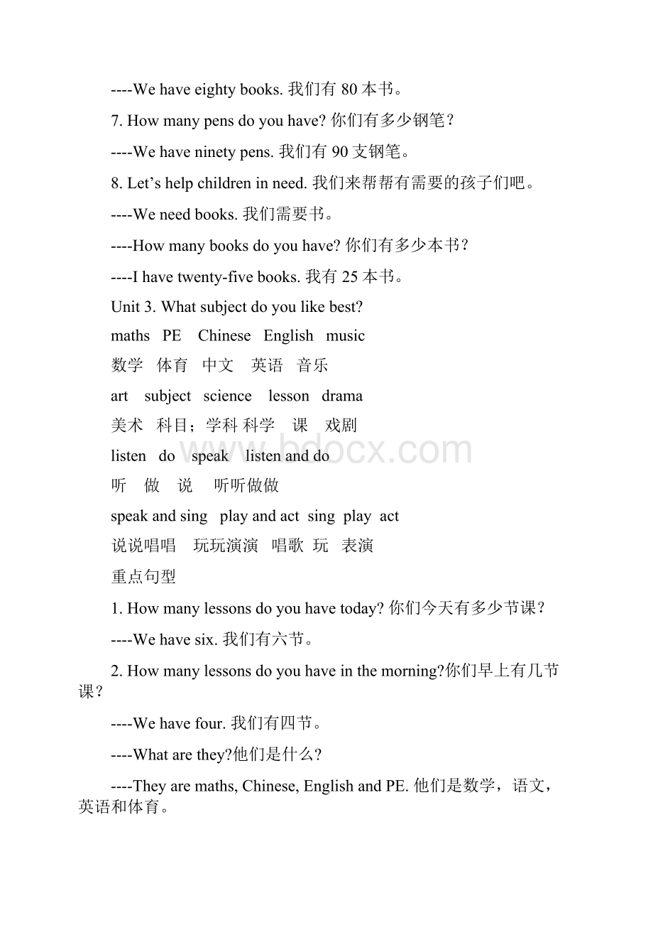 最新人教精通版小学英语四年级下册重点词语句型及重要语法Word文档下载推荐.docx_第3页