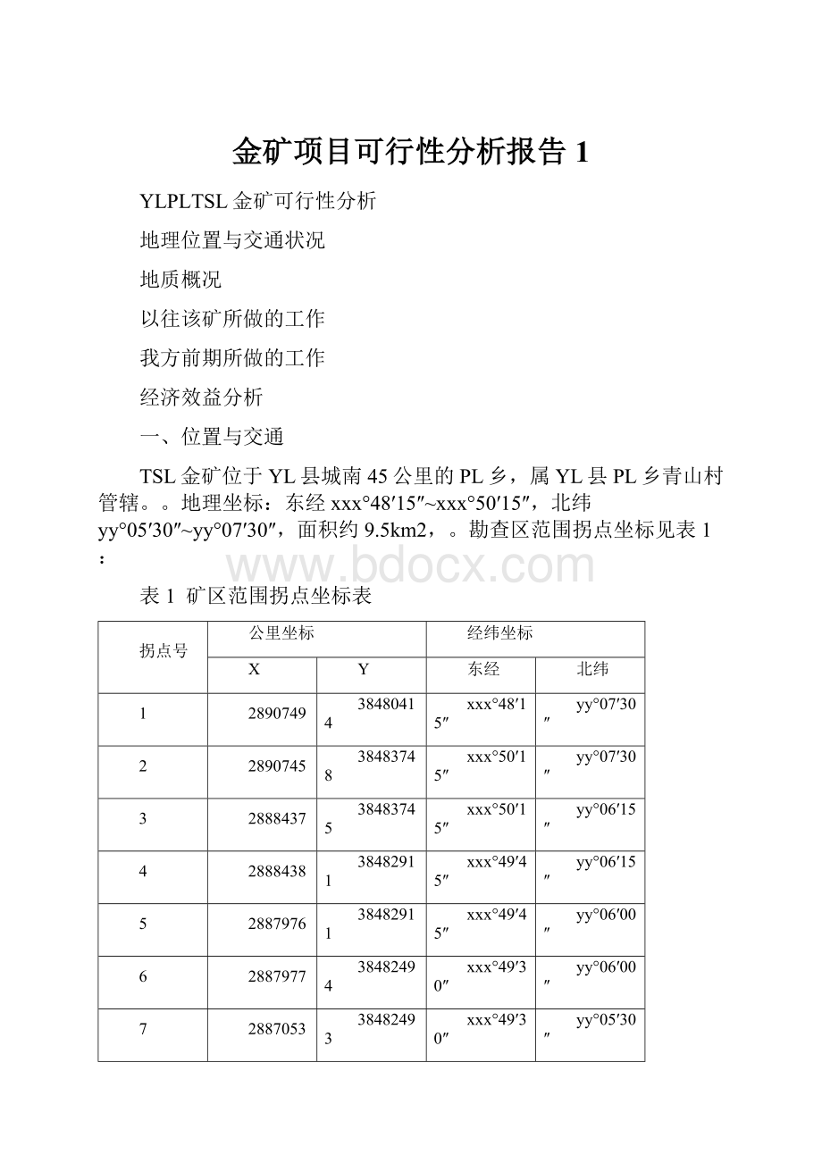 金矿项目可行性分析报告1.docx