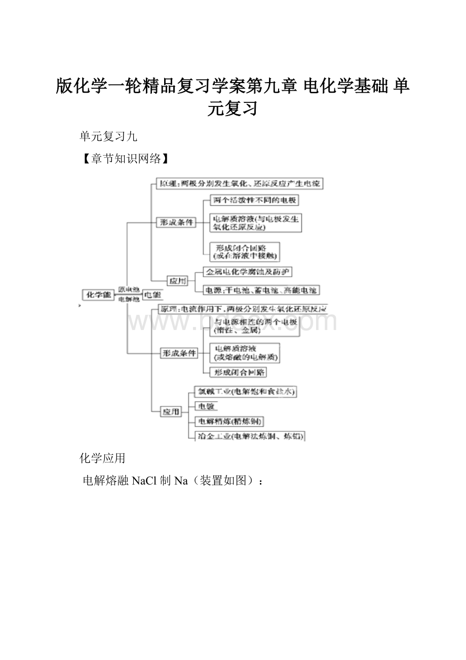 版化学一轮精品复习学案第九章 电化学基础 单元复习文档格式.docx