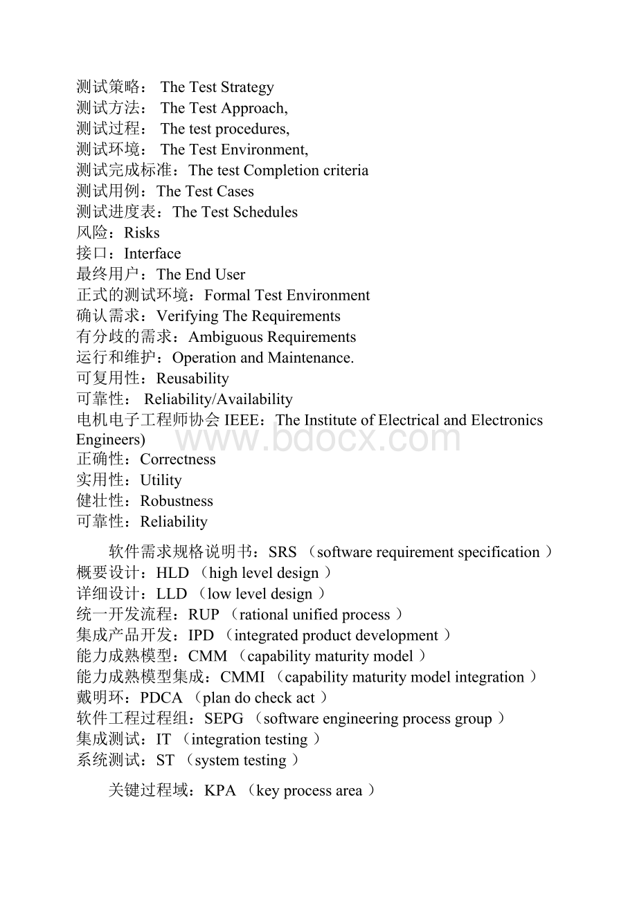 软件测试英语术语+缩写Word文档下载推荐.docx_第2页