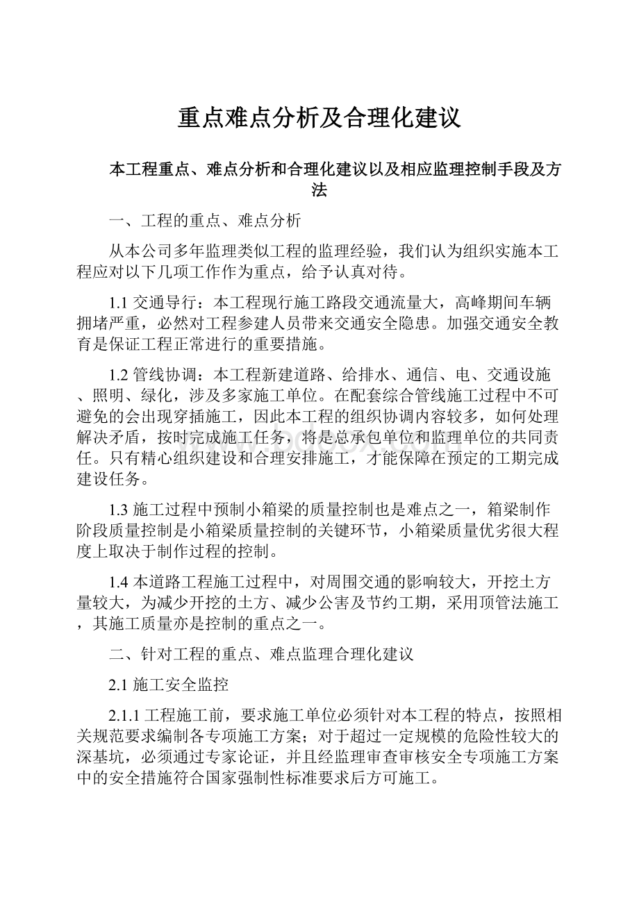 重点难点分析及合理化建议文档格式.docx