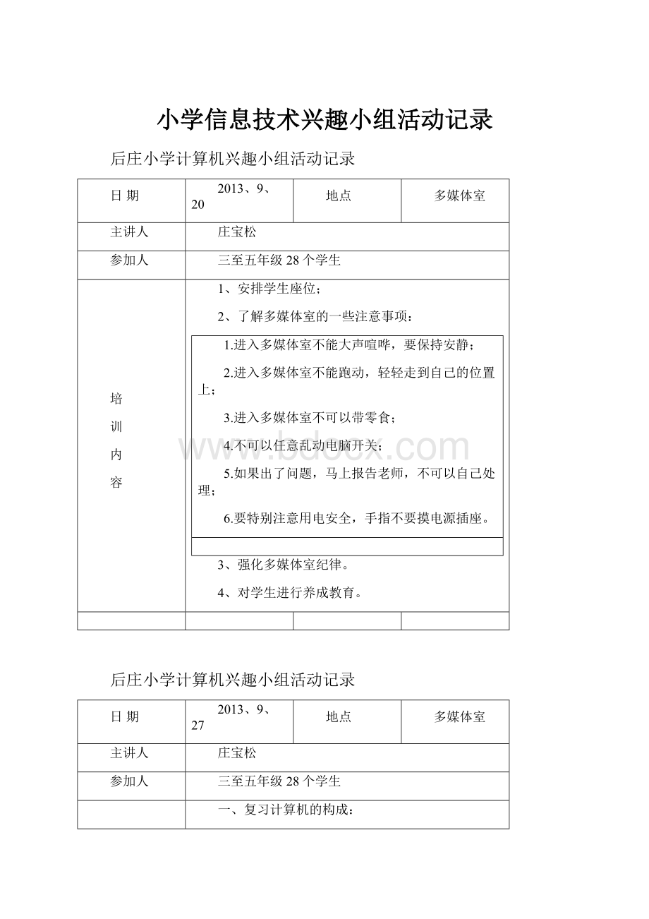 小学信息技术兴趣小组活动记录Word下载.docx_第1页