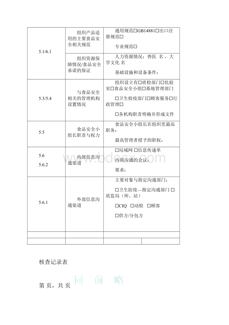 食品行业内审检查记录表复习过程.docx_第2页