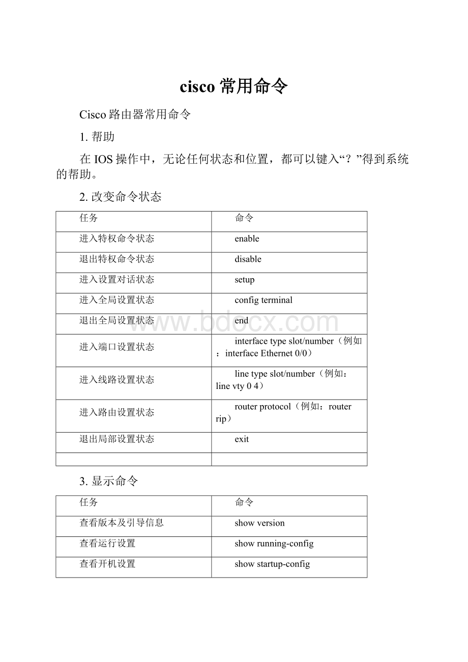 cisco常用命令Word文档下载推荐.docx