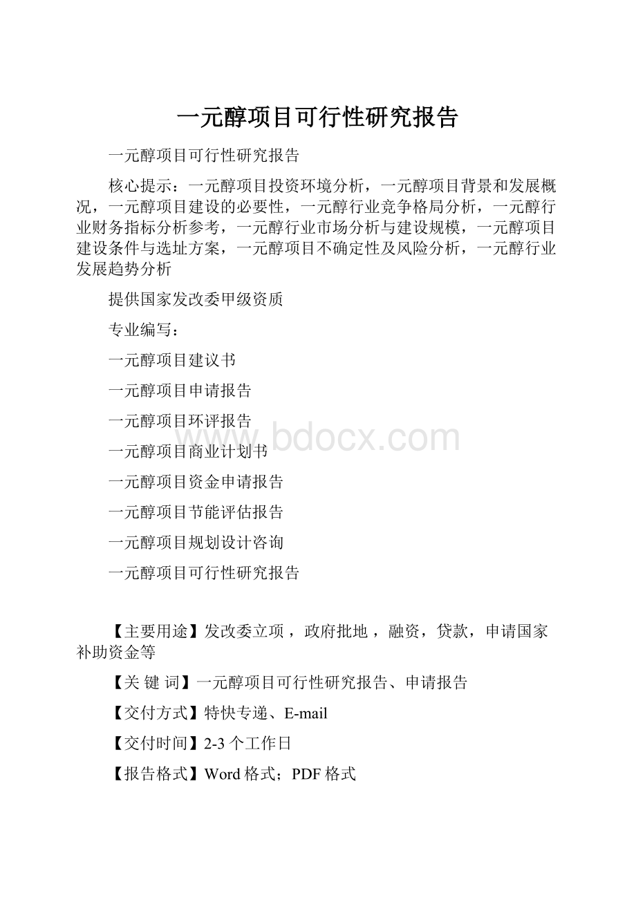 一元醇项目可行性研究报告.docx