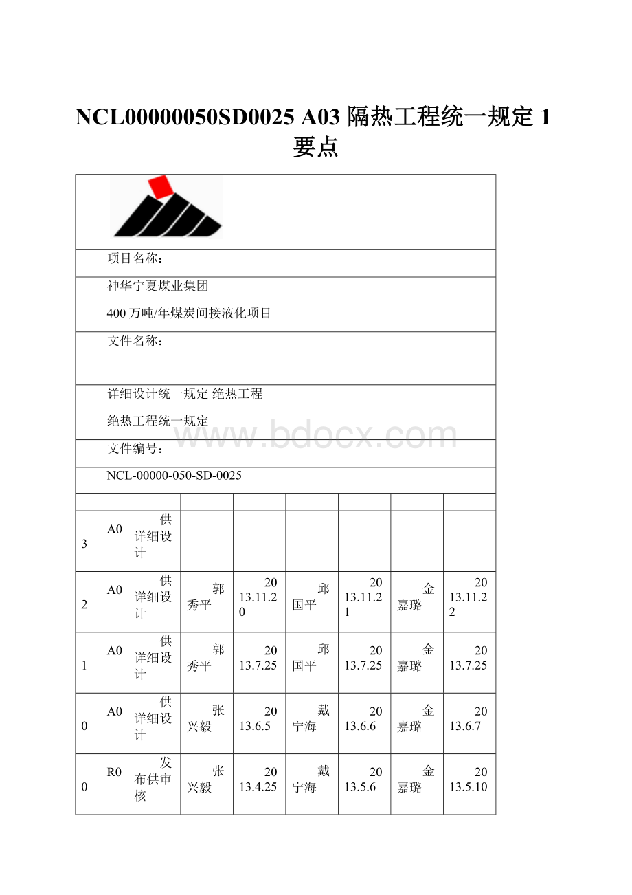 NCL00000050SD0025 A03 隔热工程统一规定 1要点Word格式.docx_第1页