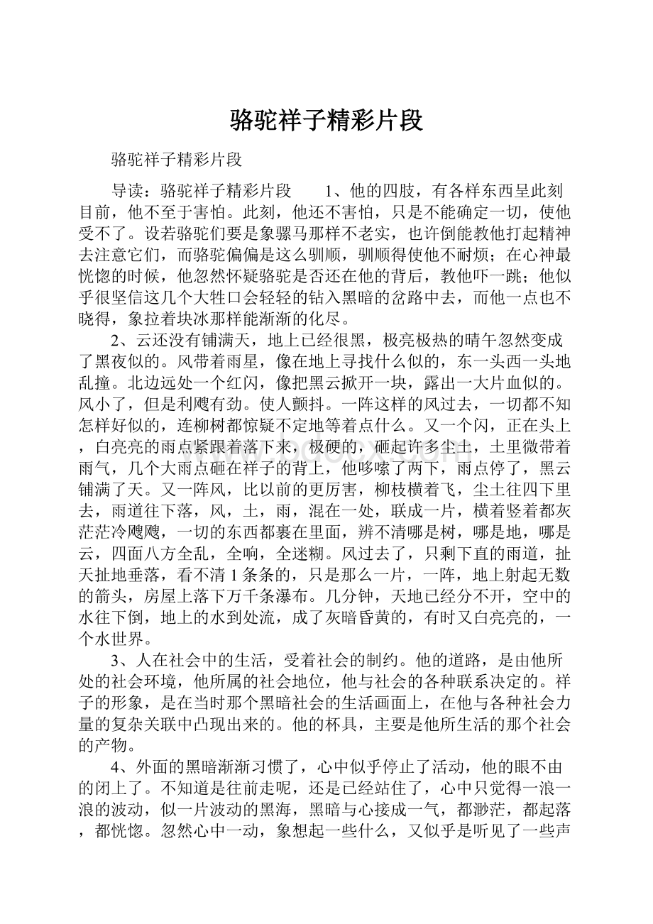 骆驼祥子精彩片段Word文档格式.docx_第1页