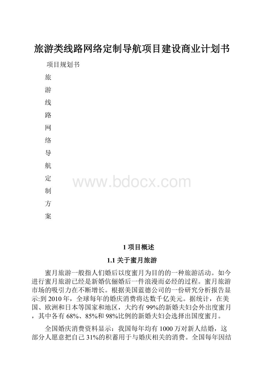 旅游类线路网络定制导航项目建设商业计划书Word下载.docx