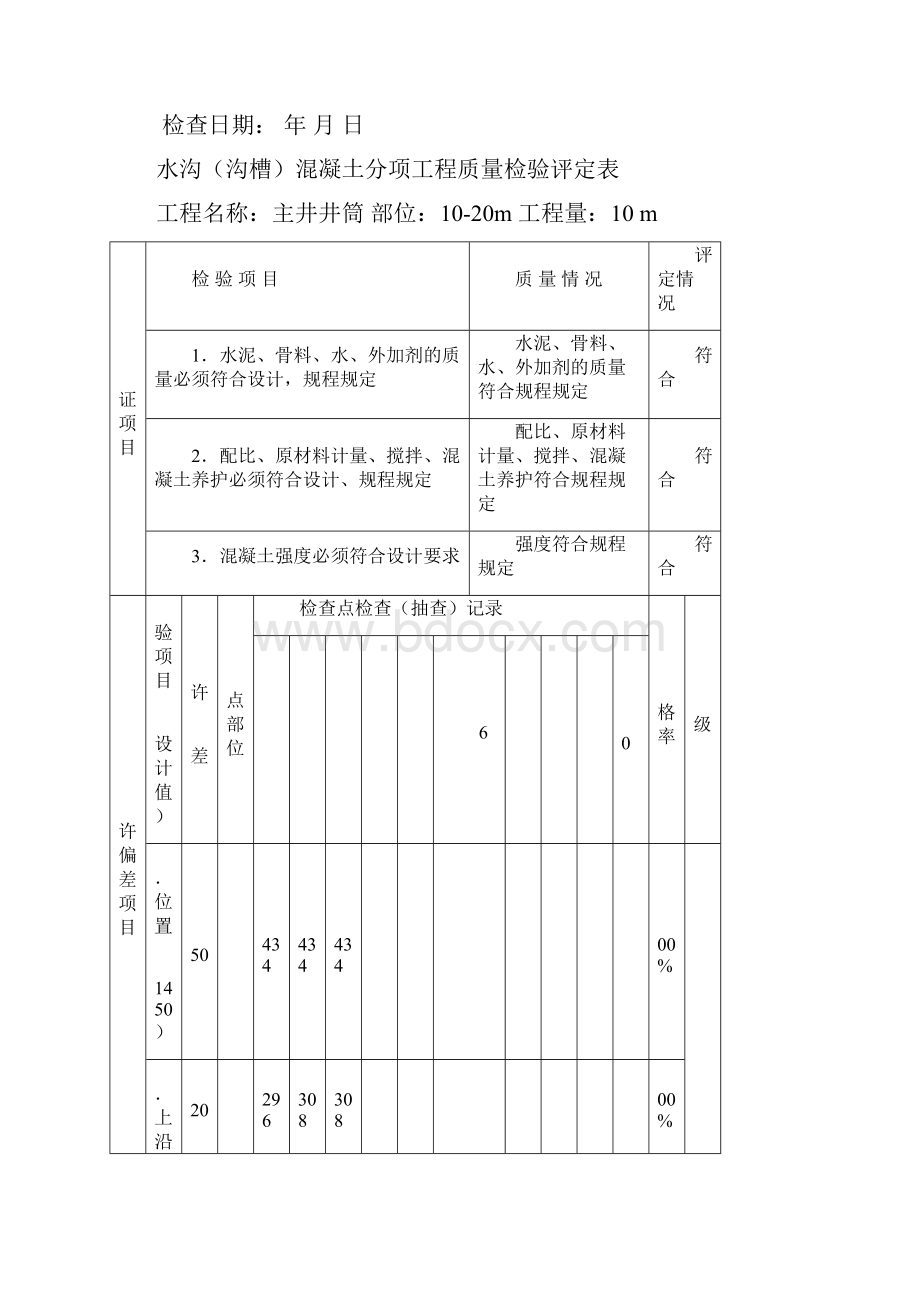 水沟沟槽混凝土分项工程质量检验评定表Word文件下载.docx_第3页