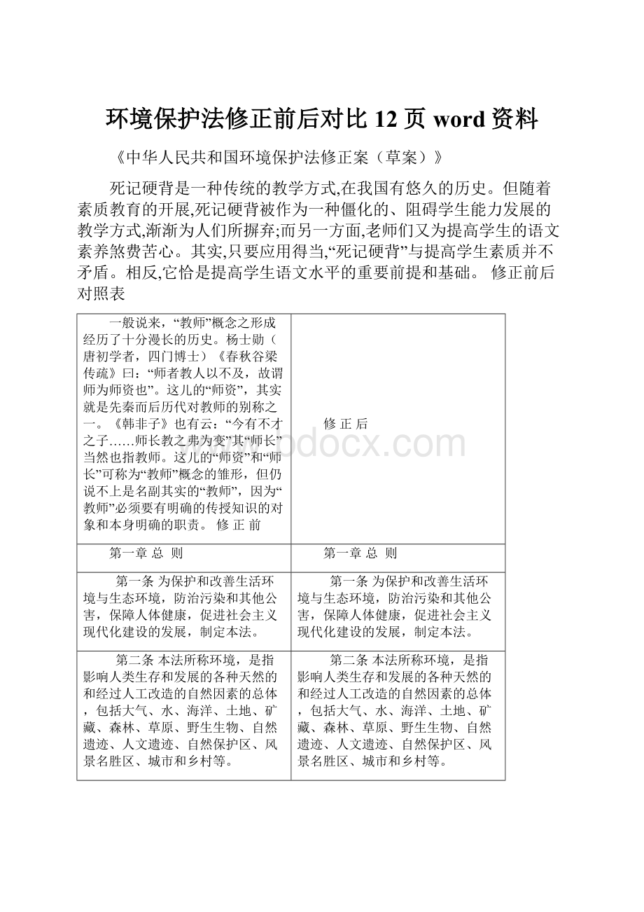 环境保护法修正前后对比12页word资料.docx