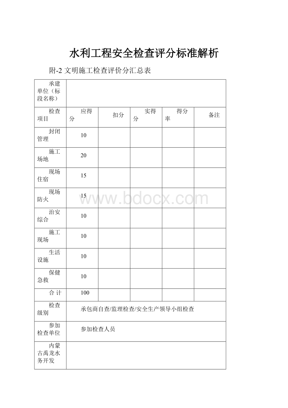 水利工程安全检查评分标准解析.docx_第1页