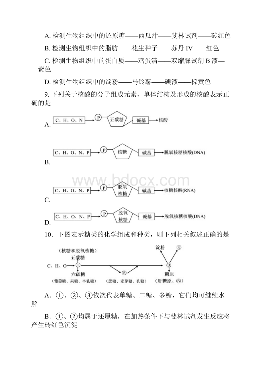 生物湖北省天门市学年高一上学期考试试题文档格式.docx_第3页