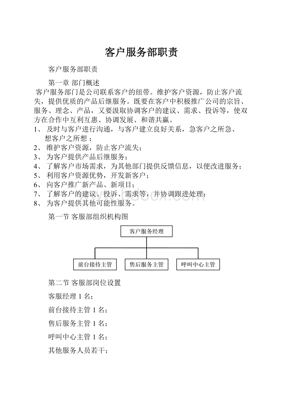 客户服务部职责Word文档格式.docx