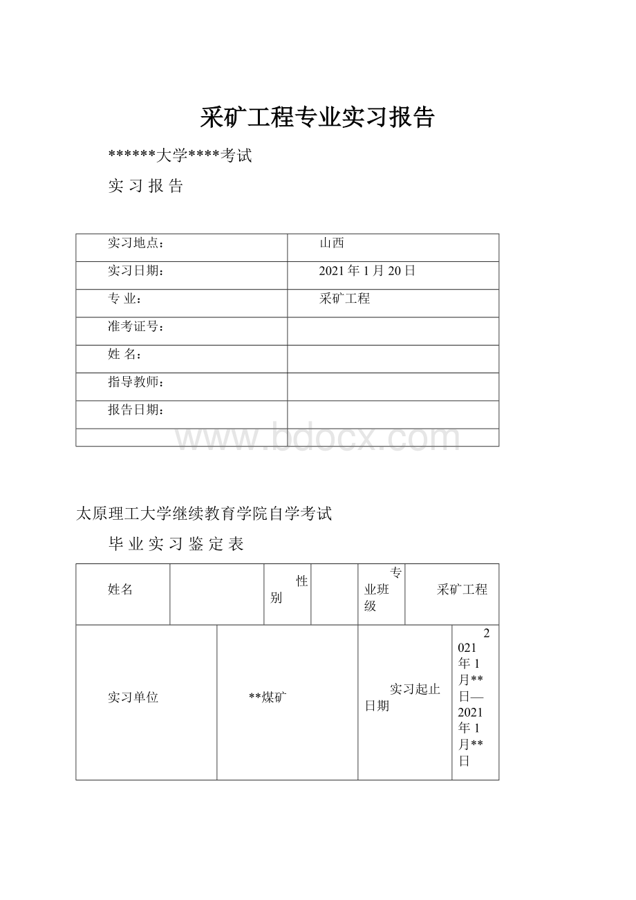 采矿工程专业实习报告.docx