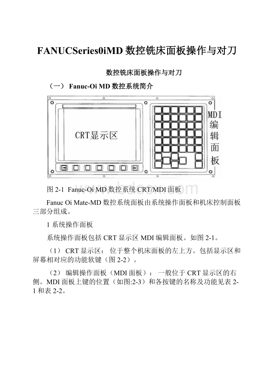 FANUCSeries0iMD数控铣床面板操作与对刀.docx