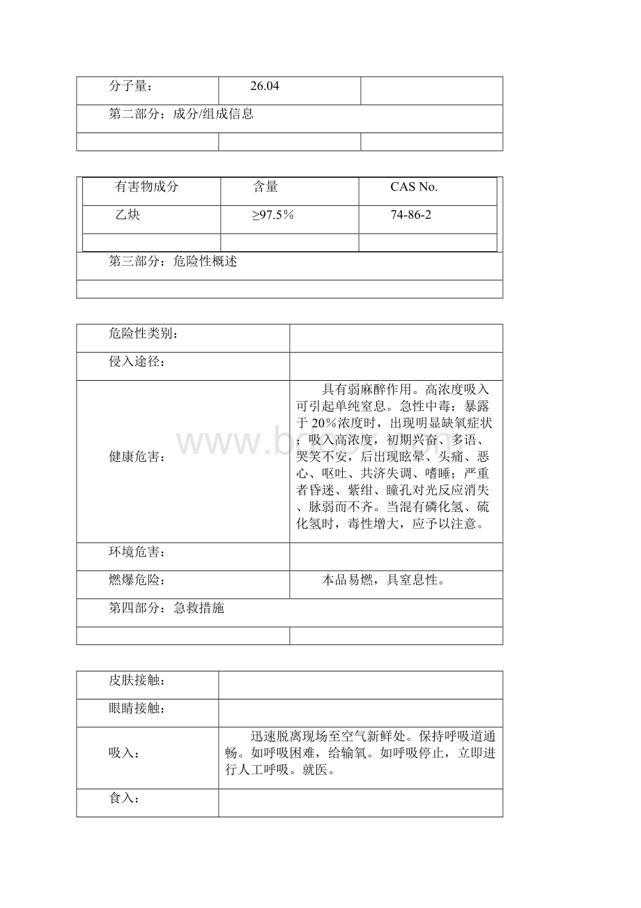 乙炔化学品安全技术说明书.docx_第2页