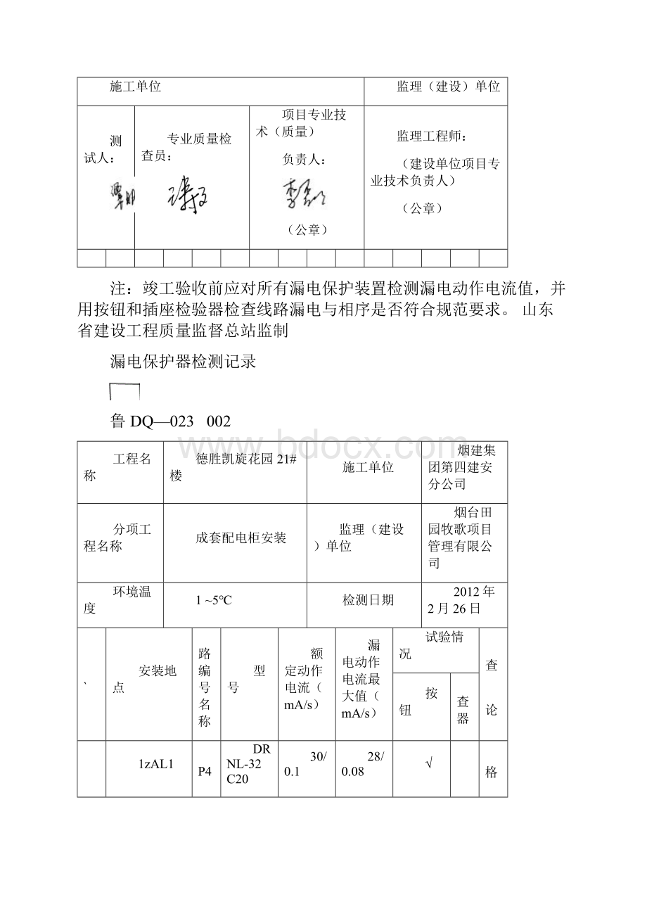 鲁DQ023漏电保护器检测记录.docx_第3页