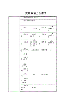 变压器油分析报告.docx