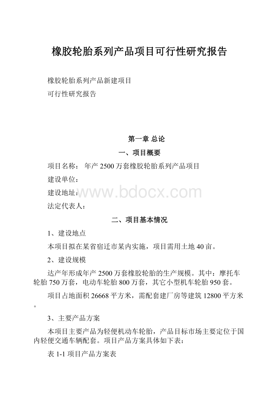 橡胶轮胎系列产品项目可行性研究报告文档格式.docx