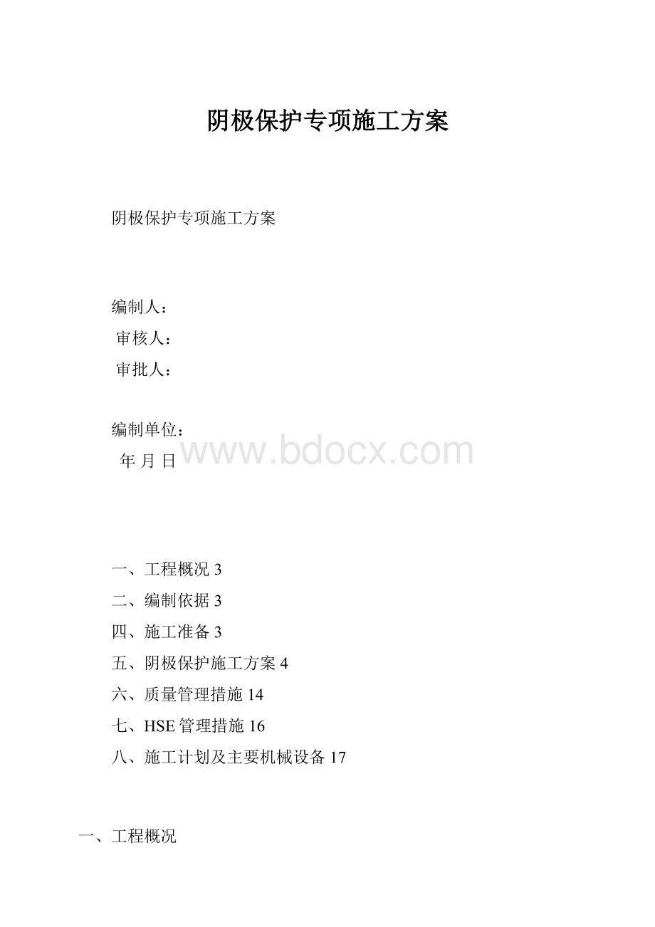 阴极保护专项施工方案文档格式.docx_第1页