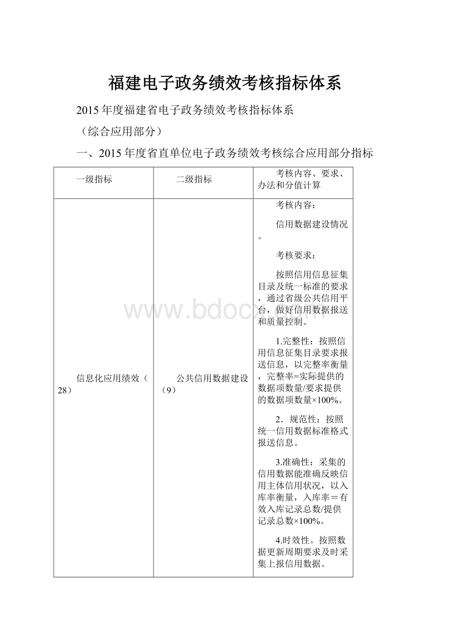 福建电子政务绩效考核指标体系.docx_第1页