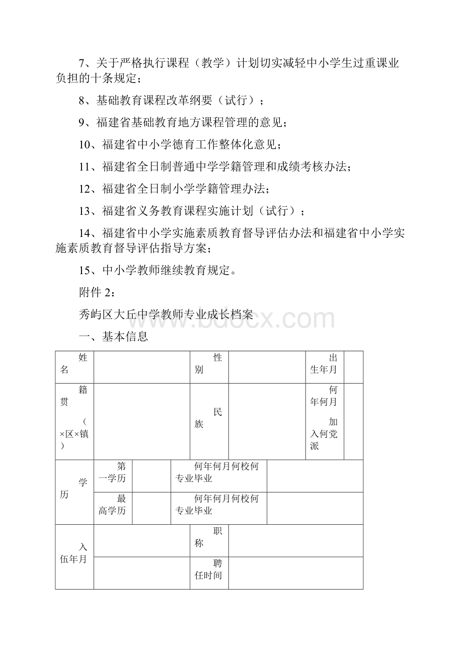 秀屿区大丘中学关于建立教师专业成长档案.docx_第3页