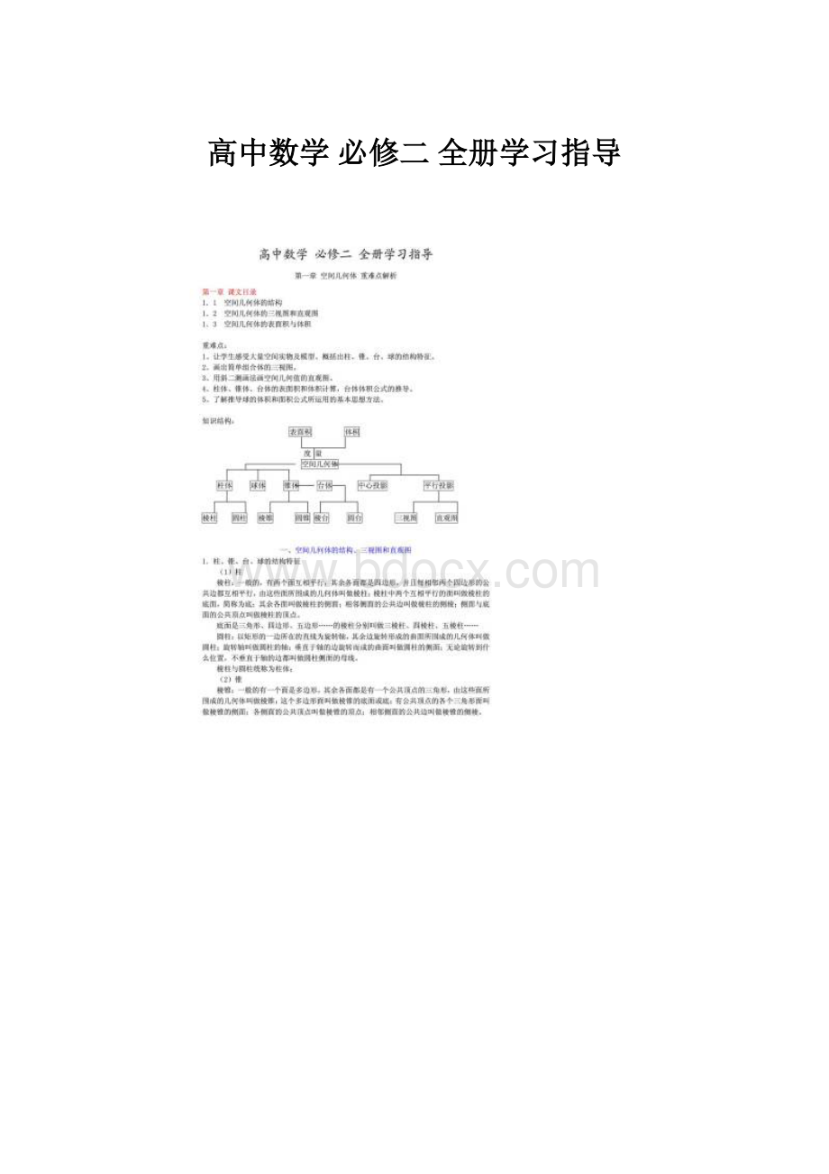 高中数学 必修二 全册学习指导.docx