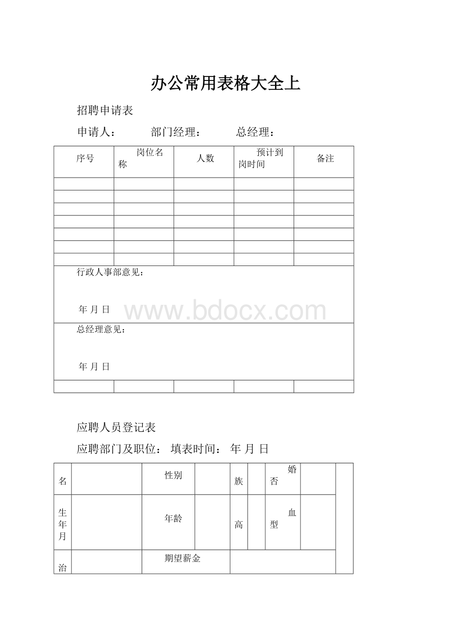 办公常用表格大全上.docx_第1页