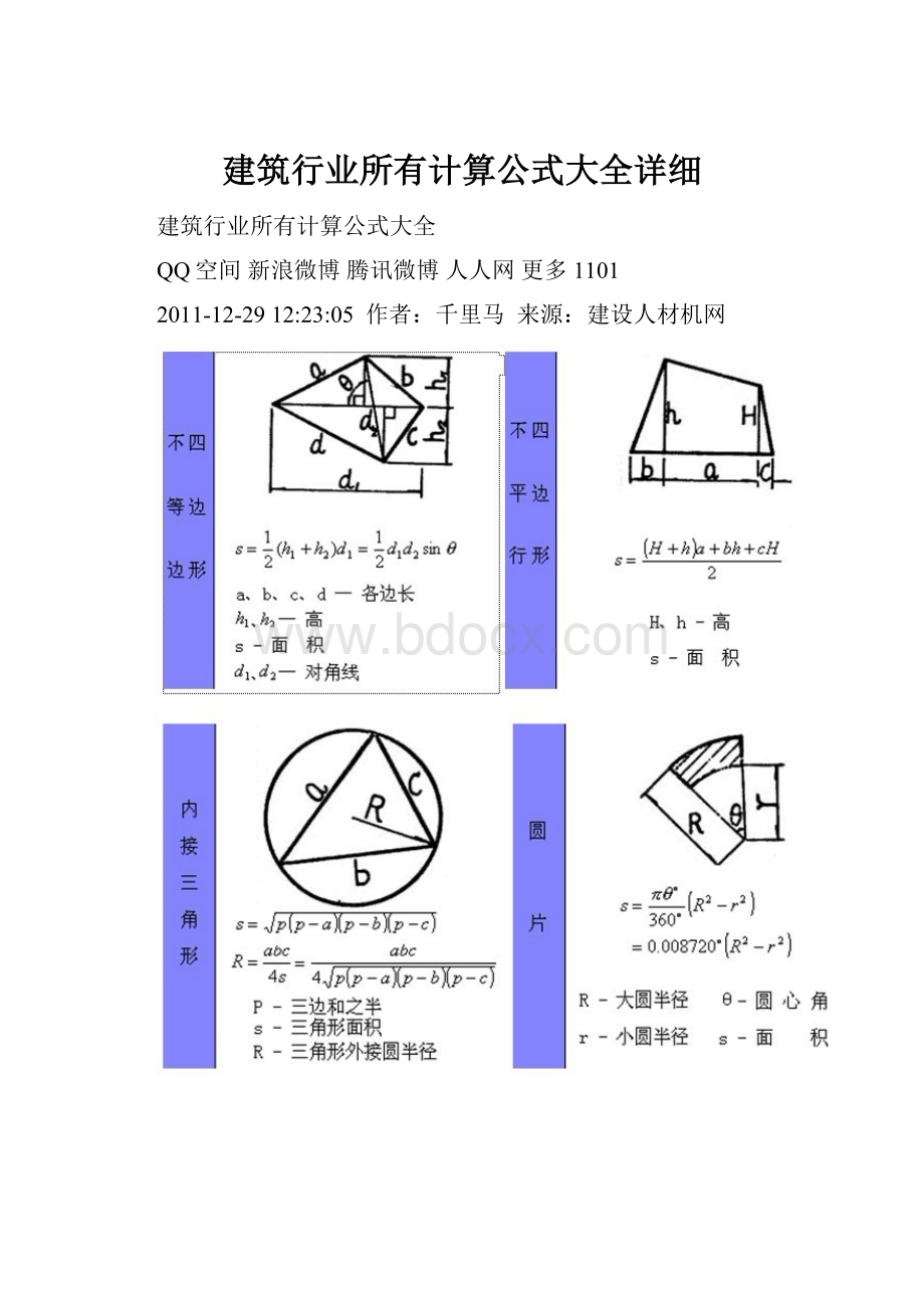 建筑行业所有计算公式大全详细Word下载.docx