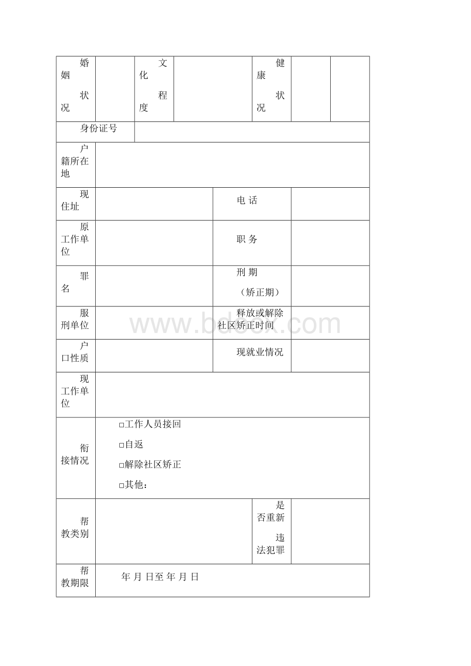 刑满释放解除矫正人员安置帮教档案模板剖析Word文档下载推荐.docx_第3页