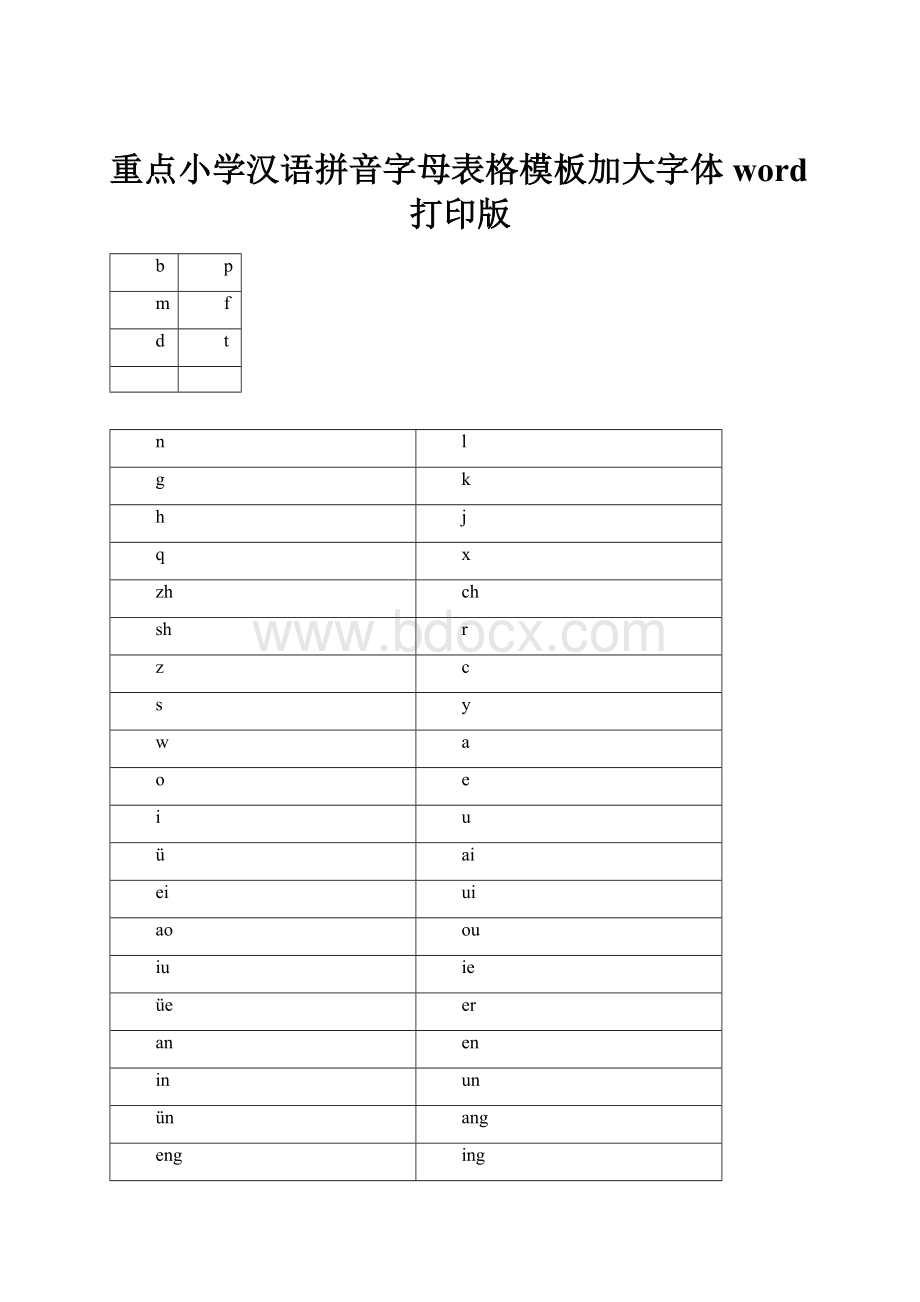 重点小学汉语拼音字母表格模板加大字体word打印版.docx_第1页