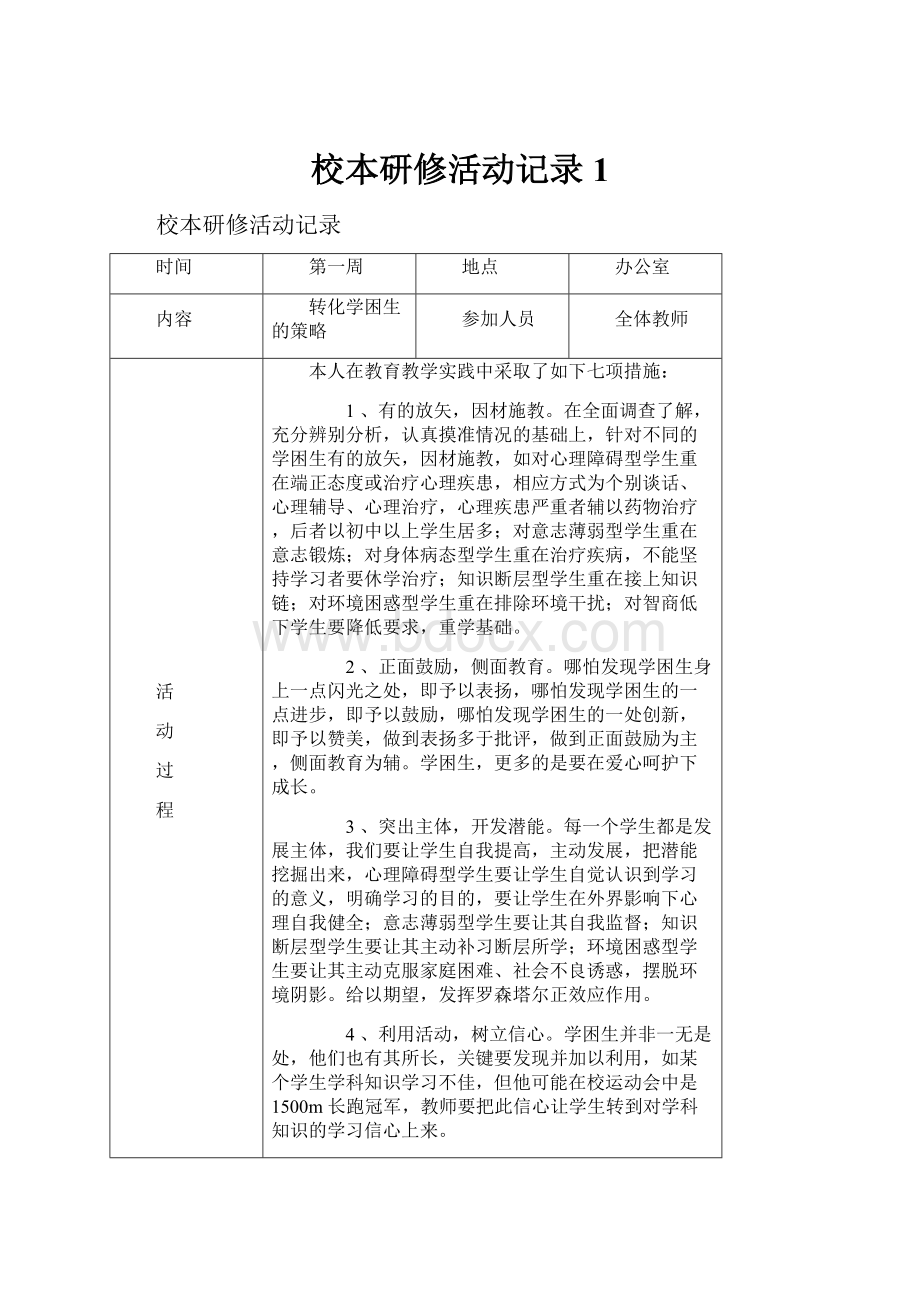 校本研修活动记录1Word文档下载推荐.docx