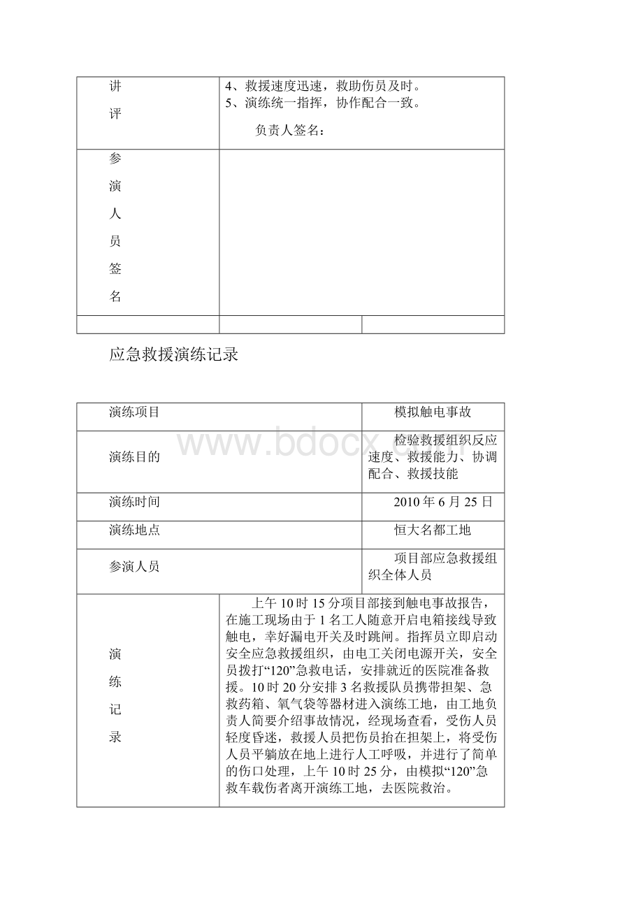 各项应急救援演练记录文本.docx_第3页