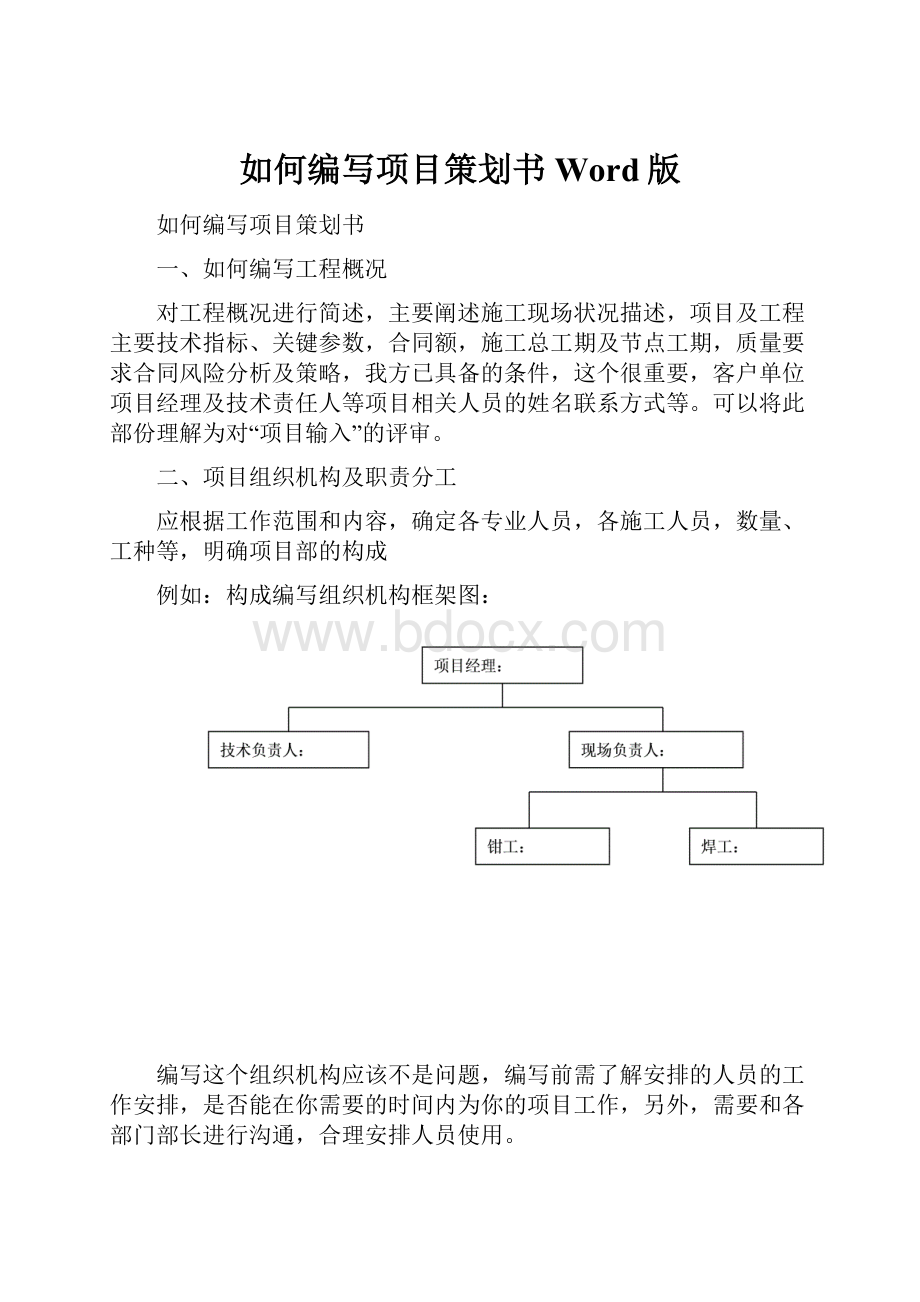 如何编写项目策划书Word版.docx_第1页