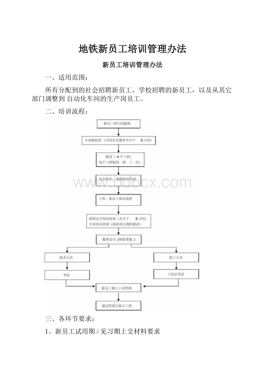 地铁新员工培训管理办法Word格式.docx_第1页