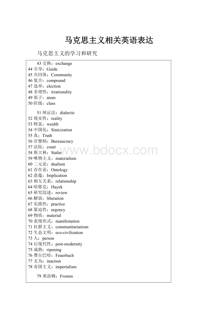 马克思主义相关英语表达Word文档下载推荐.docx_第1页