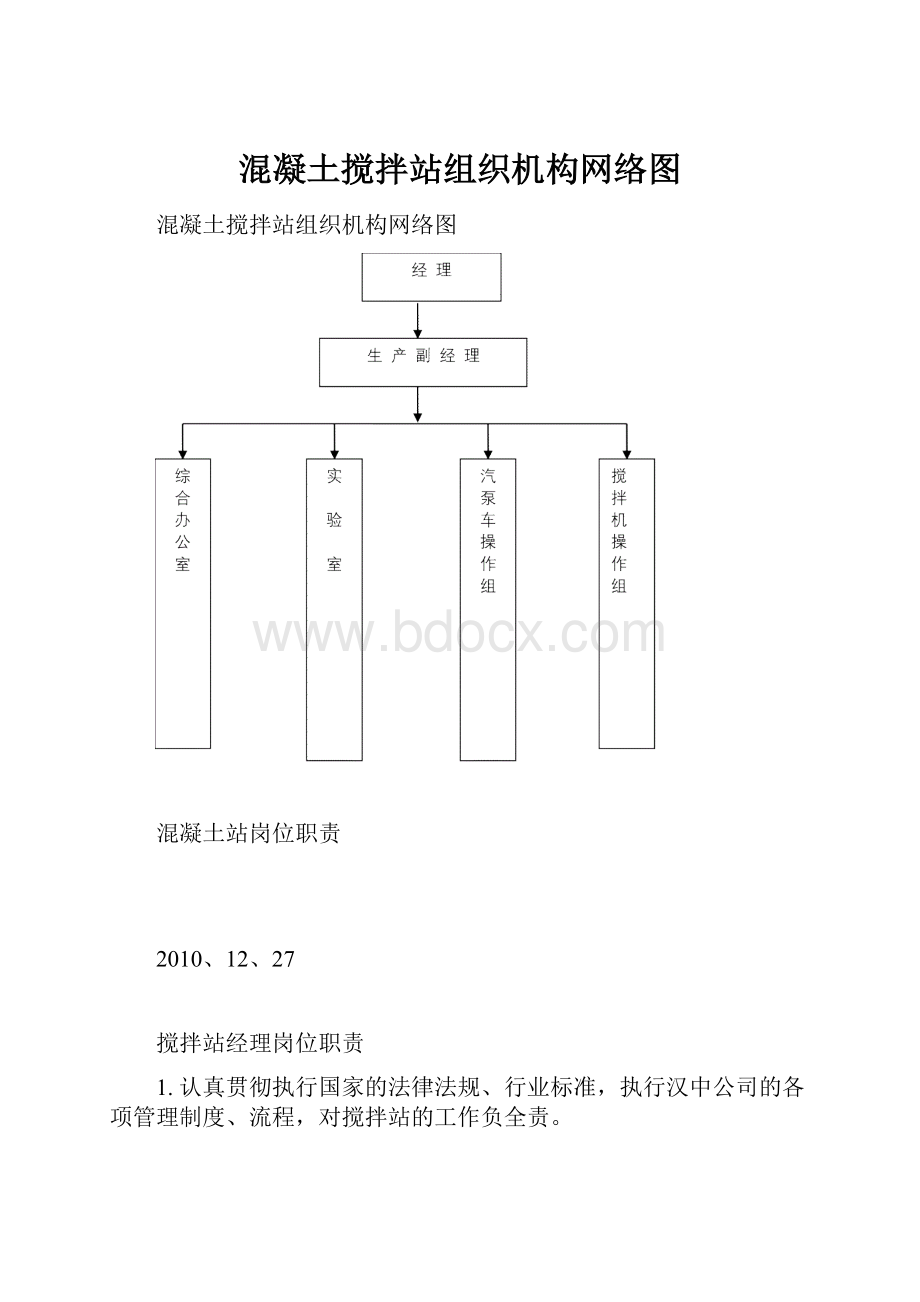 混凝土搅拌站组织机构网络图文档格式.docx