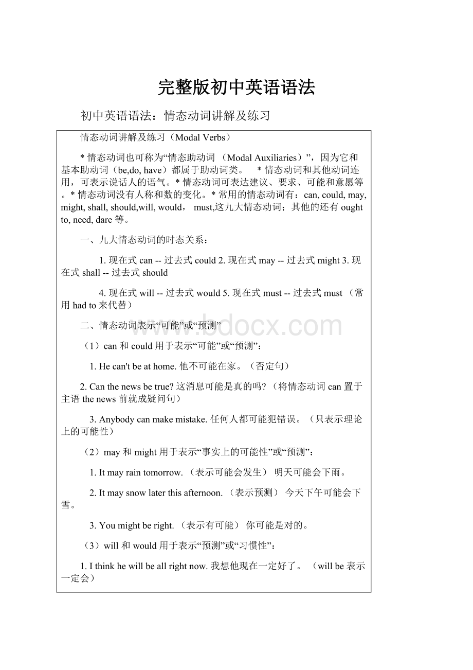 完整版初中英语语法Word文件下载.docx