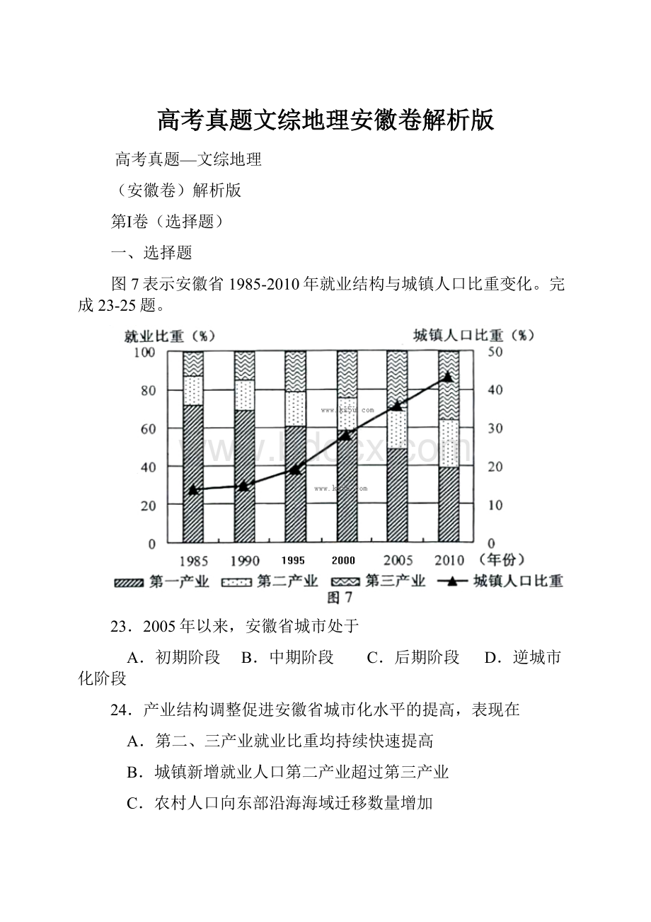 高考真题文综地理安徽卷解析版.docx