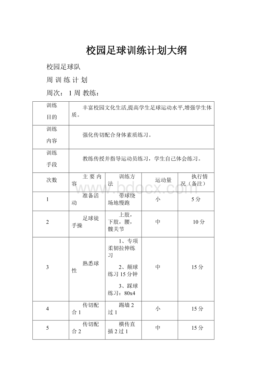 校园足球训练计划大纲.docx_第1页