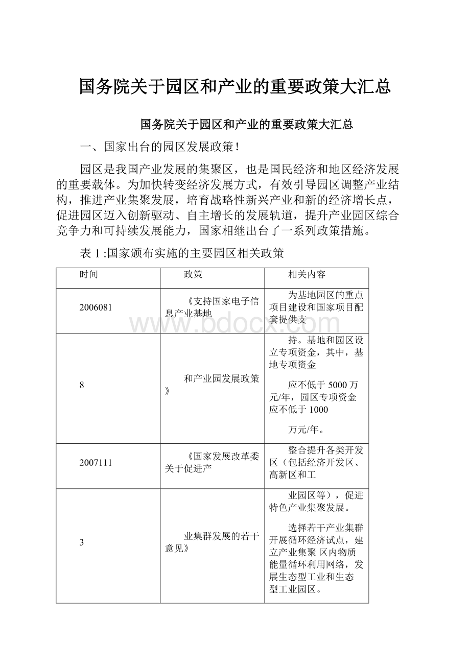 国务院关于园区和产业的重要政策大汇总.docx