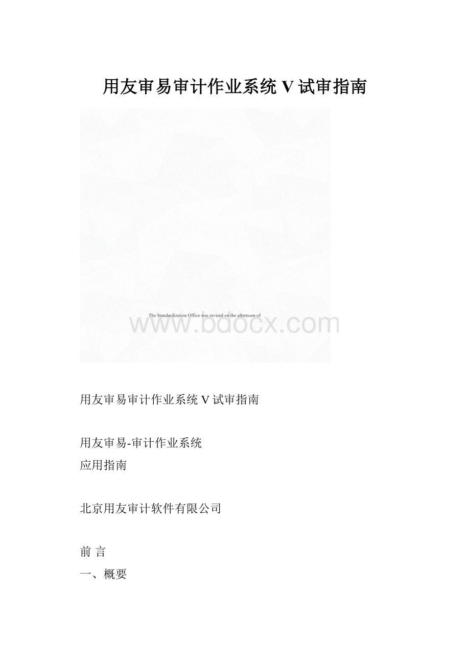 用友审易审计作业系统V试审指南Word文档格式.docx