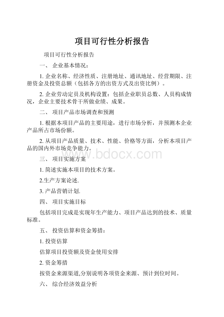 项目可行性分析报告文档格式.docx